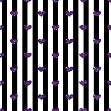 Şerit arka plan üzerinde sorunsuz mor kalp Glitter