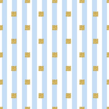 Mavi Şerit arka plan ile sorunsuz altın glitter kare desen
