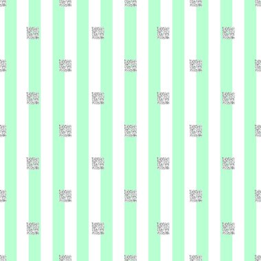 Yeşil çizgili arka plan ile sorunsuz gümüş parlak kare desen