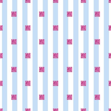 Mavi Şerit arka plan ile sorunsuz pembe glitter kare desen