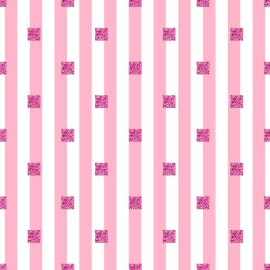 pembe şerit arka plan ile sorunsuz pembe glitter kare desen