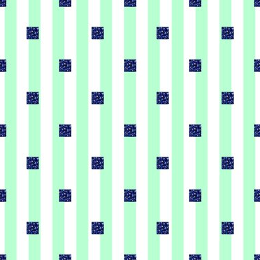 Yeşil çizgili arka plan ile kesintisiz mavi parlak kare desen