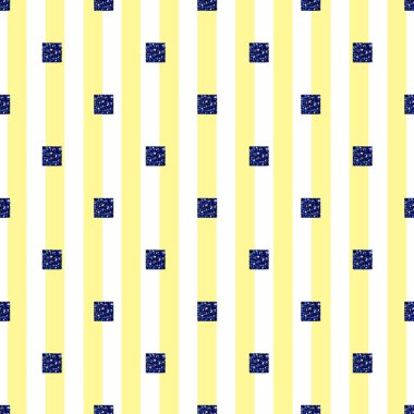 kesintisiz mavi parlak kare desen sarı şerit arka plan ile