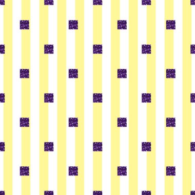 Sarı şerit arka plan ile sorunsuz mor parlak kare desen