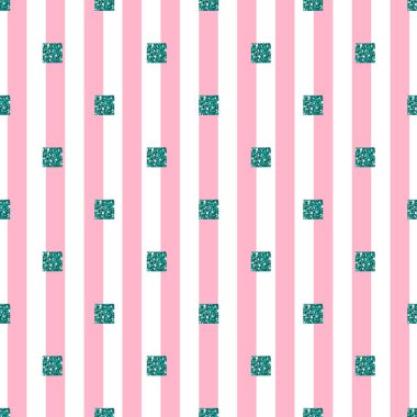 pembe şerit arka plan ile sorunsuz yeşil parlak kare desen