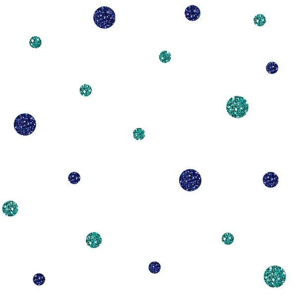 Kesintisiz mavi ve yeşil nokta Glitter desen beyaz arka plan üzerinde — Stok Vektör