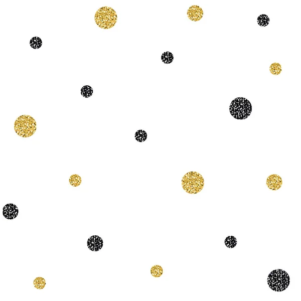 Beyaz arka planda kesintisiz altın ve siyah nokta Glitter deseni — Stok Vektör
