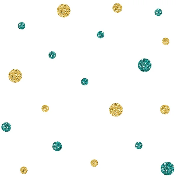 DOT GLITTER PATTERN SEAMLESS GOLD E VERDE EM BRANCO — Vetor de Stock