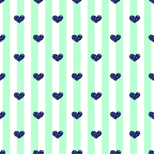 ÉCLAT DE COEUR BLEU SANS COEUR SUR LE STRIPE VERT CONTEXTE — Image vectorielle