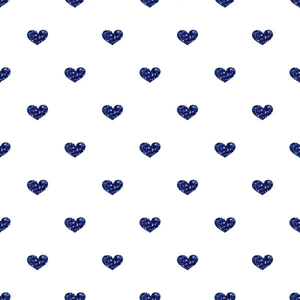 Nahtlose blaue Herz Glitzermuster Hintergrund — Stockvektor