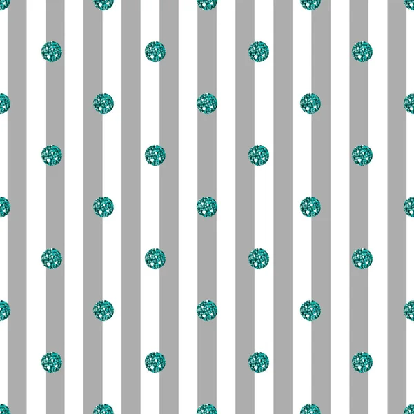 회색 줄무늬 배경 원활한 녹색 점 반짝이 패턴 — 스톡 벡터