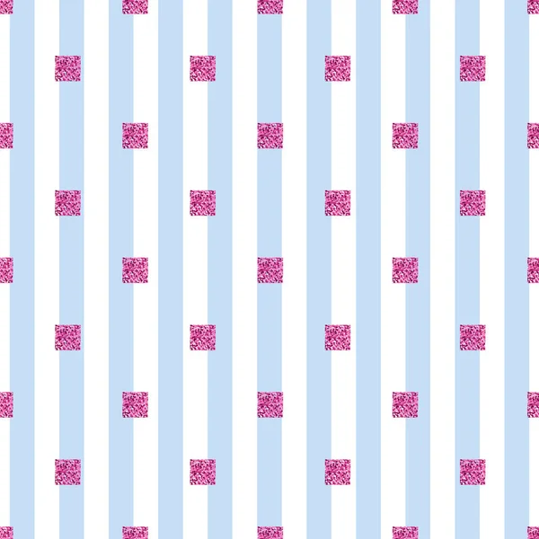 Varrat nélküli rózsaszín csillogó kék csíkos háttér mintával — Stock Vector