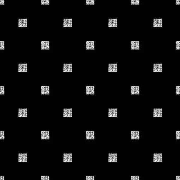 Nahtlose silberne glitzernde quadratische Muster mit schwarzem Hintergrund — Stockvektor