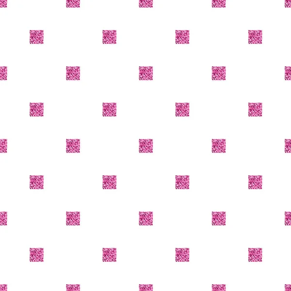 Sömlös rosa glitter rutmönster med vit bakgrund — Stock vektor