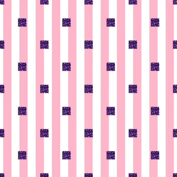 Senza cuciture viola scintillio modello quadrato con sfondo striscia rosa — Vettoriale Stock