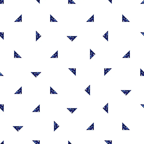 Naadloze blauwe driehoek glitter patroon met witte achtergrond — Stockvector