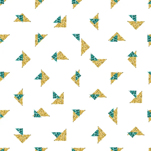 sorunsuz altın ve yeşil üçgen glitter desen beyaz arka plan ile