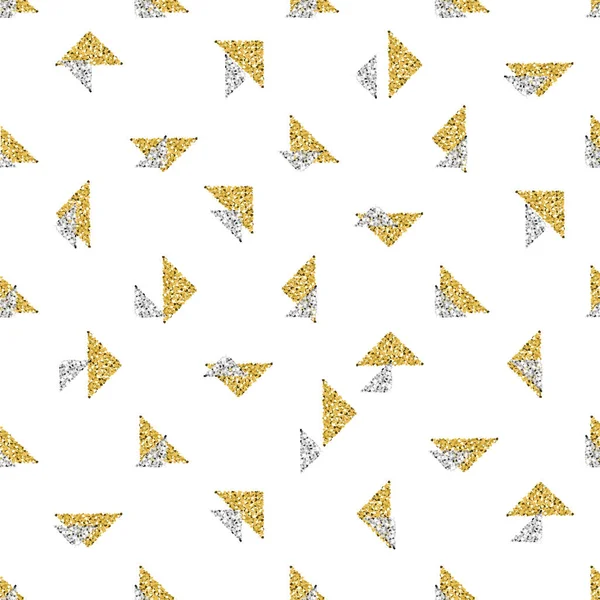 sorunsuz altın ve gümüş üçgen glitter desen beyaz arka plan ile