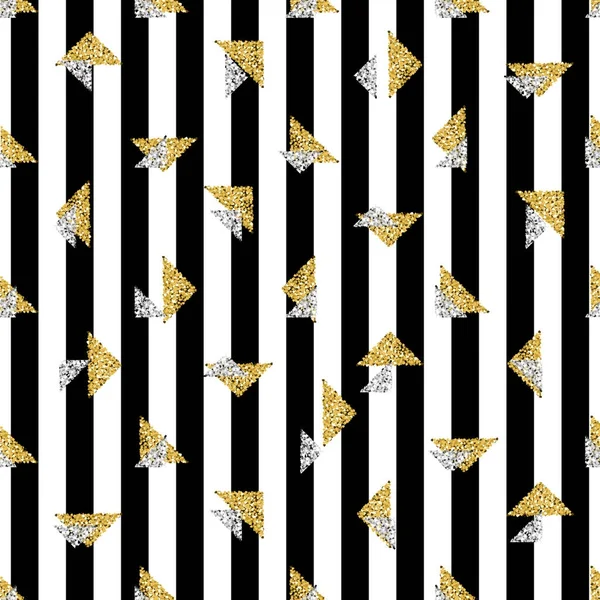 sorunsuz altın ve gümüş şerit arka plan ile üçgen glitter kalıbı