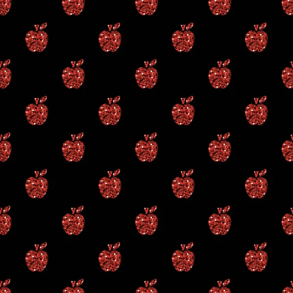 Fondo de patrón de manzana brillo punto rojo sin costuras — Vector de stock