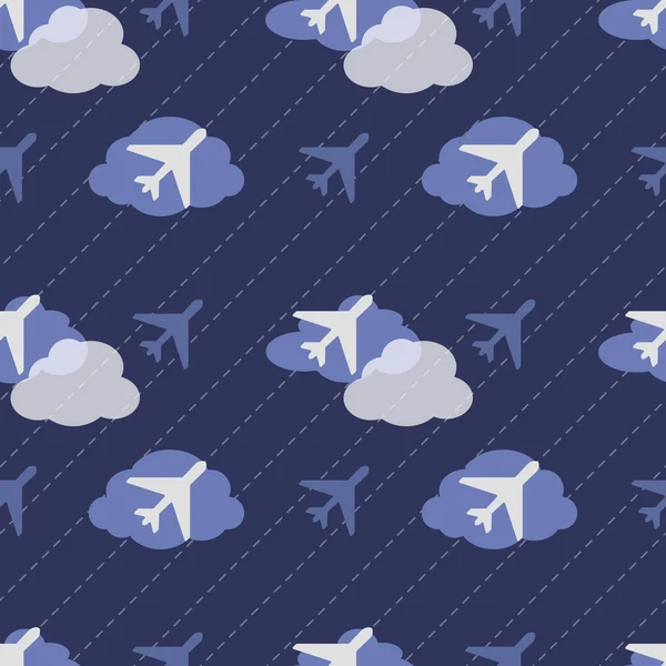 Avion sans couture dans le ciel modèle arrière-plan — Image vectorielle