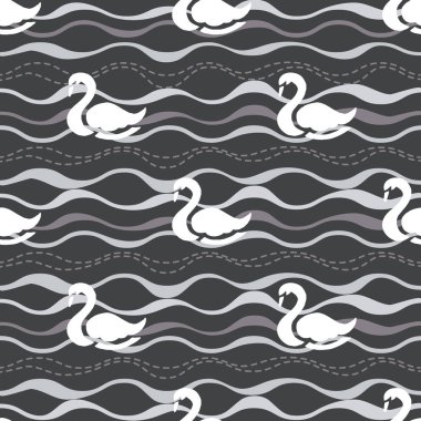 kesintisiz beyaz kuğu ve gri desen arka plan dalga