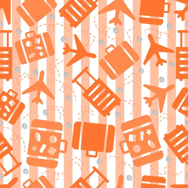 Turuncu şerit arka plan üzerinde sorunsuz seyahat çanta modeli