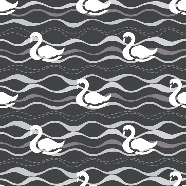 kesintisiz beyaz kuğu ve gri desen arka plan dalga