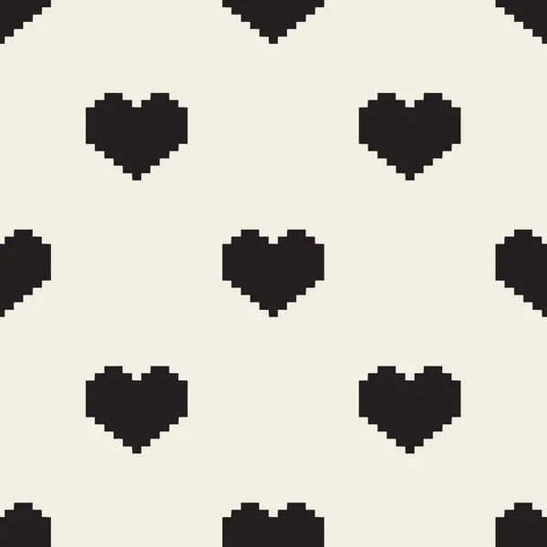 Seamless pixel heart pattern background — Stock Vector