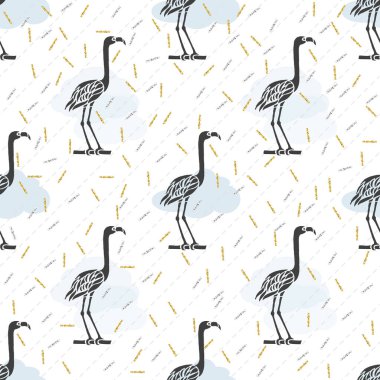 sorunsuz siyah kuş konfeti ile gümüş ve altın parıltı desen arka plan