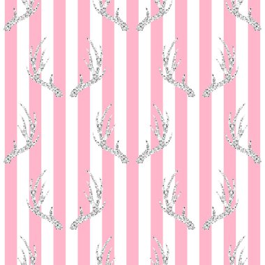 pembe şerit arka plan üzerinde sorunsuz gümüş parlak boynuz şekli