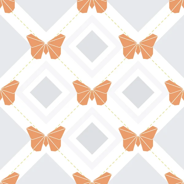 Origami rose sans couture motif papillon fond — Image vectorielle
