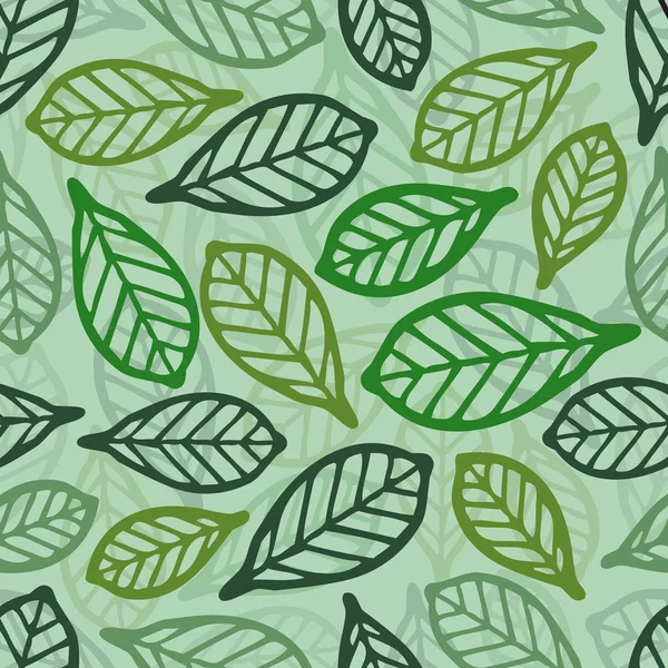 Nahtlose grüne Blattmuster Hintergrund — Stockvektor