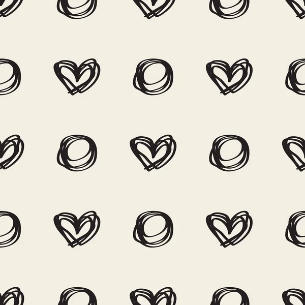 Coeur abstrait sans couture avec fond motif cercle — Image vectorielle