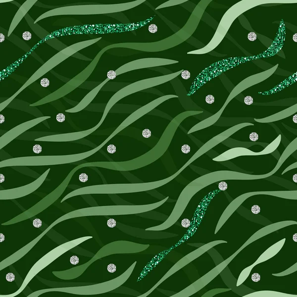seamless green glitter abstract wave pattern background