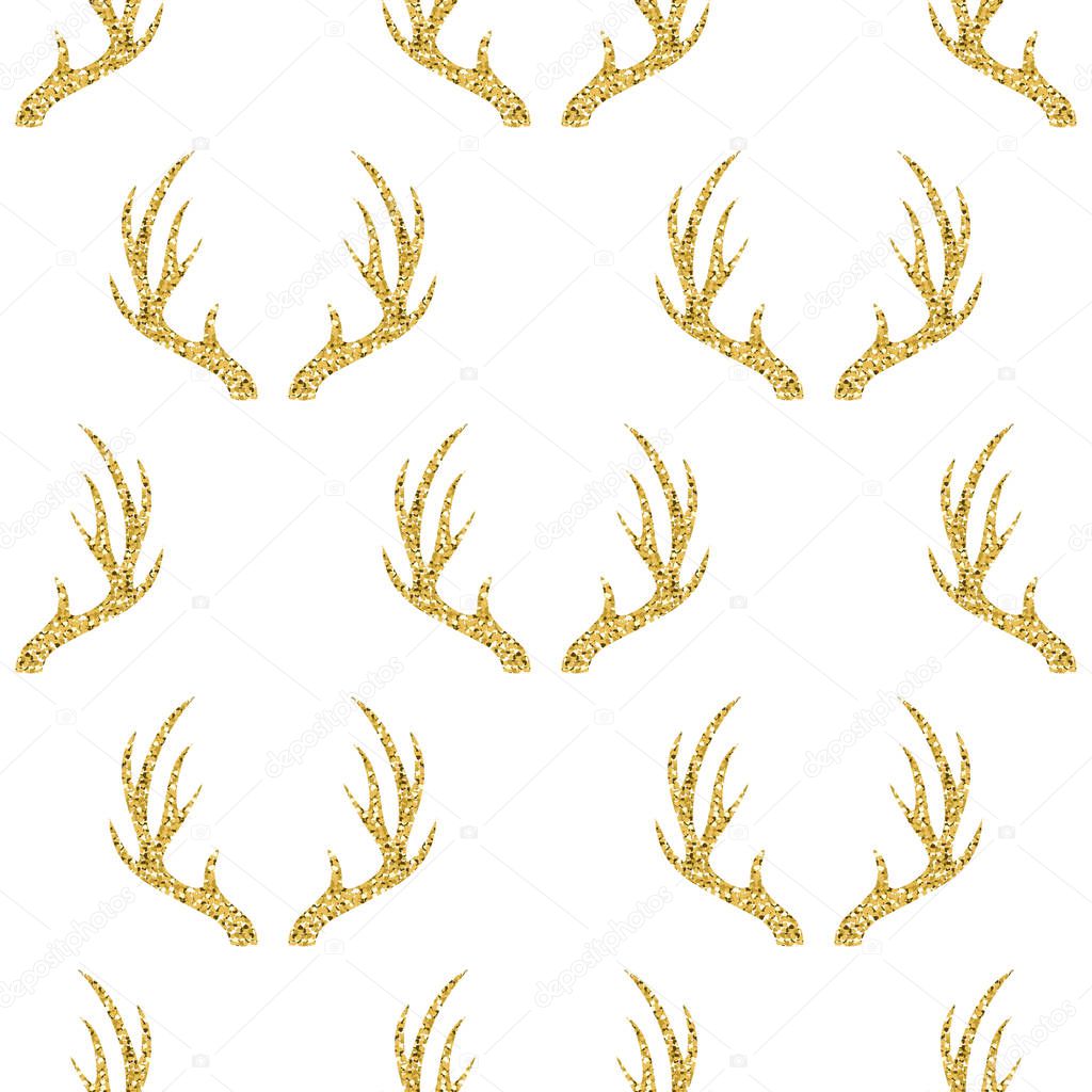  seamless gold glitter antler pattern background