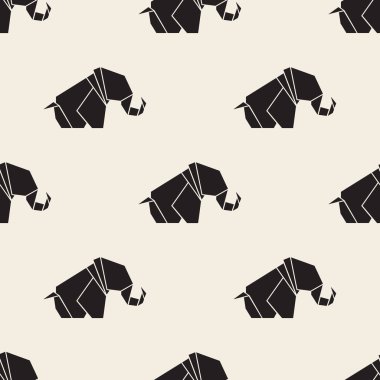 Kusursuz tek renkli origami fil desenli arka plan