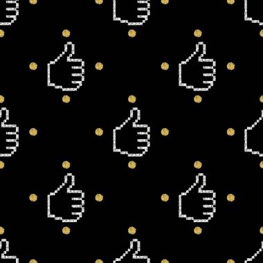 Kusursuz gümüş rengi piksel siyah arkaplanda altın nokta parıltı deseni ile parlar