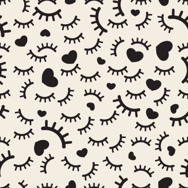 Kusursuz tek renkli kirpik ve kalp desenli arkaplan