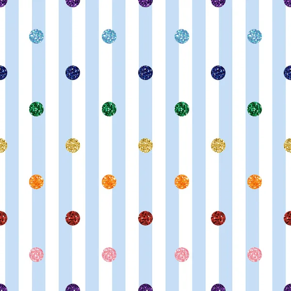 RAINBOW COLORFUL DOT GLITTER SUR BLUE STRIPE CONTEXTE — Image vectorielle