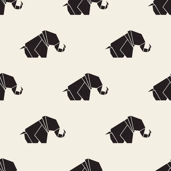 Sin Costuras Monocromo Origami Elefante Patrón Fondo — Vector de stock