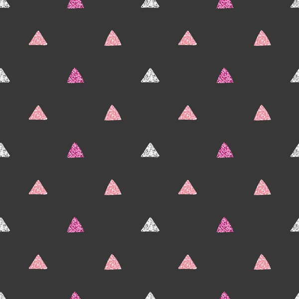 Motif Symbole Triangle Scintillant Rose Argent Sans Couture Sur Fond — Image vectorielle