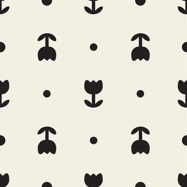 Seamless Monochrome Flower Dot Pattern Background — 스톡 벡터