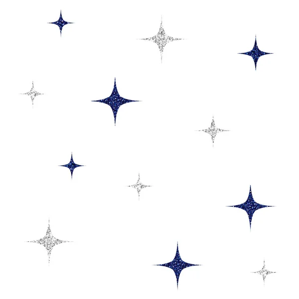 Απρόσκοπτη Ασημί Και Μπλε Γκλίτερ Μοτίβο Αστέρι Λευκό Φόντο — Διανυσματικό Αρχείο