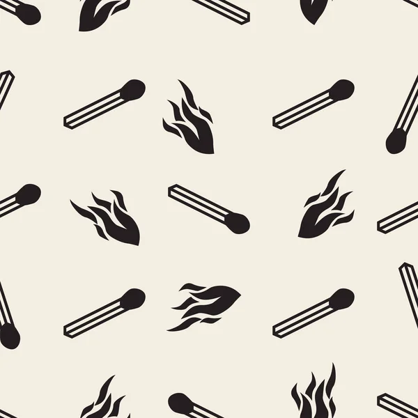 Seamless Monochrome Burning Matches Flame Pattern Background — 스톡 벡터
