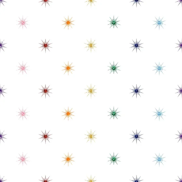 Бесшовный Красочный Радужный Блеск Звезды Узор Белом Фоне — стоковый вектор
