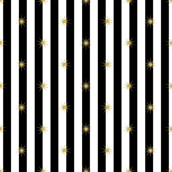 Patrón Estrella Brillo Dorado Sin Costuras Sobre Fondo Raya — Archivo Imágenes Vectoriales