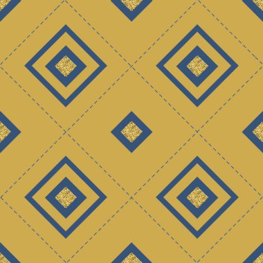 Sarı arkaplanda lekesiz mavi ve altın rengi simler var.