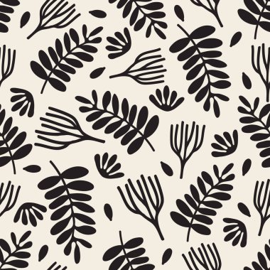 desen arka plan sorunsuz tek renkli elle çizilmiş yapraklar