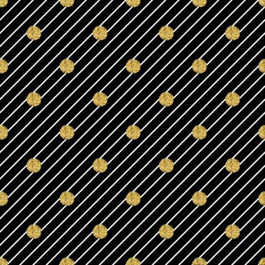 Çizgili arka planda kusursuz altın nokta parıltısı deseni